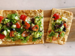 Mediterranean Flatbread with Hanley’s Garlic & Red Wine Vinaigrette