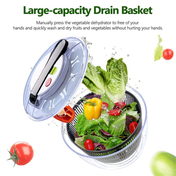 Salad Spinner One-Handed Pump Dishwasher Safe Large 6.3 Qt 10.25x10.25x6.25